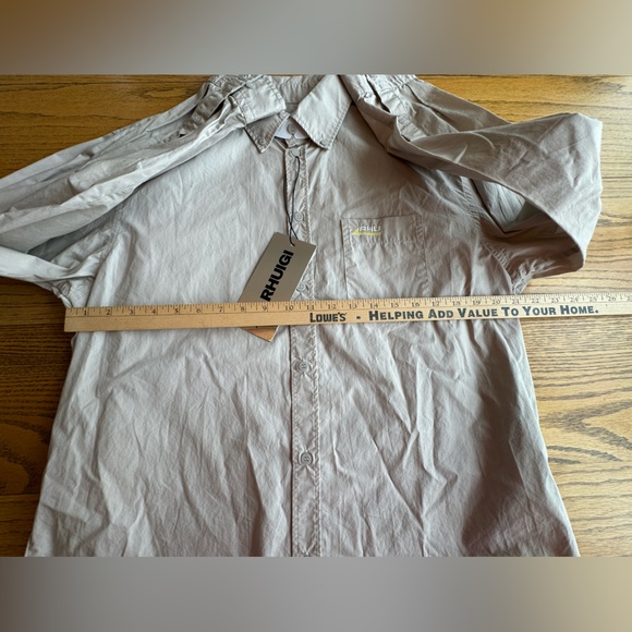 NWT Zara Rhuigi Shirt Mens Small Long Sleeve Button Down Khaki - Picture 4 of 8